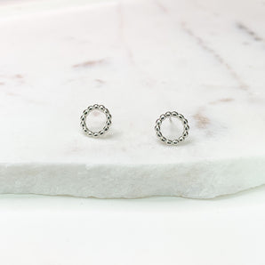 Beaded Halo Silver Stud Earrings