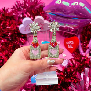 Beaded Heart Bottles Earrings