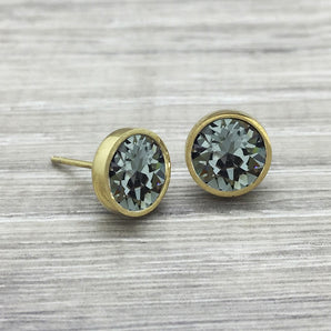 Black Diamond Gold Stud Earrings