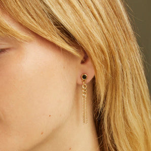 Clara Black Crystal Gold Earrings