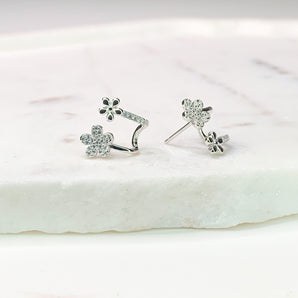 Flowers Silver Stud Earrings