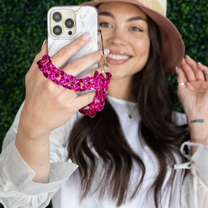 Hot Pink Holographic Phone Charm