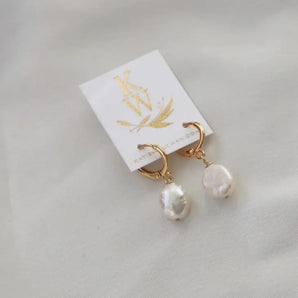 Keshi Pearl Nugget Gold Huggie Earrings