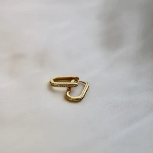 Leo Rectangle Gold Hoop Earrings