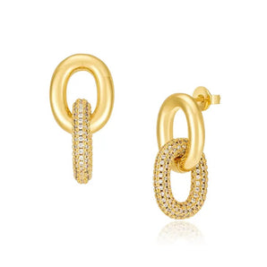 Pave Zoe Link Gold Hoop Earrings