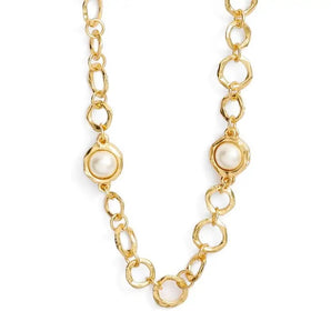 Pearl Station Gold Necklace