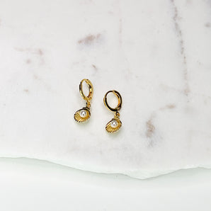 Shell Gold Huggie Earrings