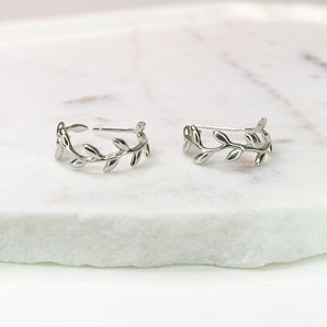 Vine Silver Semi Hoop Earrings