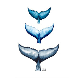 Whale Tail Trio 8x10" Print - New Finn Art