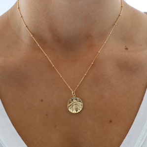 Bee Medallion Gold Necklace