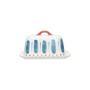 White & Blue Butter Dish