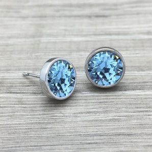 Aquamarine Silver Stud Earrings