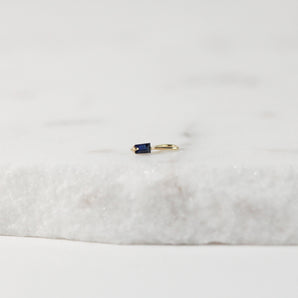 Blue Sapphire Rectangle Gold Charm