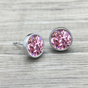 Light Rose Silver Stud Earrings