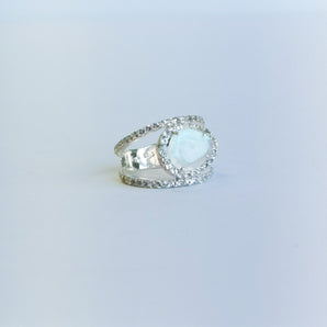 Moonstone with White Topaz Open Band Ring