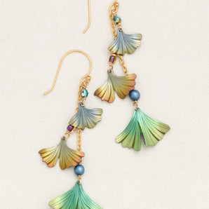 Multi-Color Ginkgo Chime Gold Drop Earrings - Holly Yashi