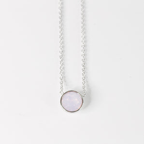 Pink Opal Silver Necklace