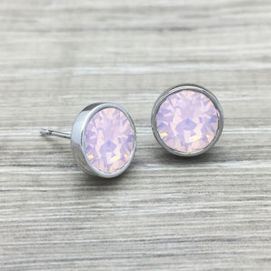 Pink Opal Silver Stud Earrings