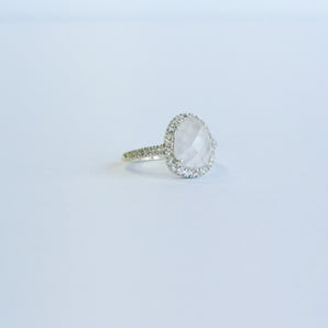 Rose Quartz with White Topaz Ring