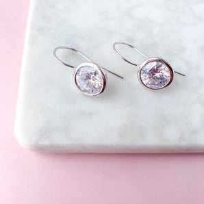 Round Crystal Silver Earring