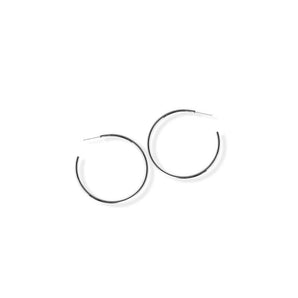 Silver Medium Slim Hoop Earrings